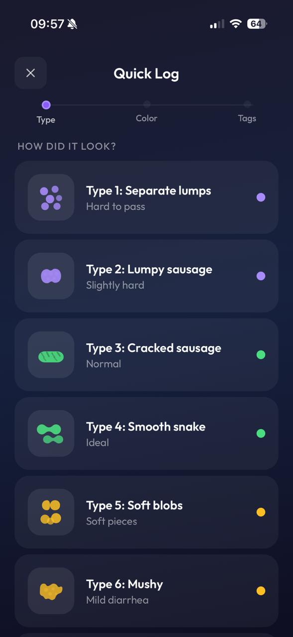 Flushy Log screen